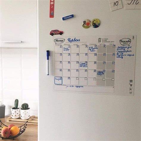 Планер на холодильник А3 "Black White" | Домашние дела, Меловая доска ...
