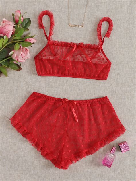 Ditsy Floral Mesh Sheer Lingerie Set Wishupon