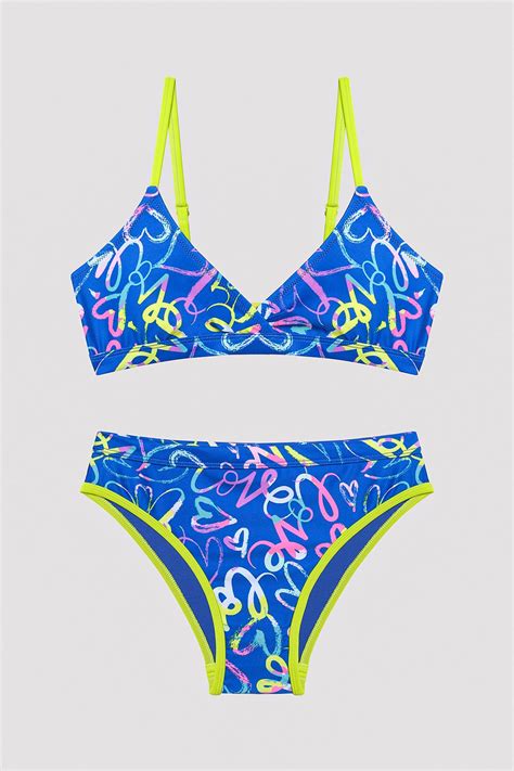 Penti Genç Kız Colorful Hearts Üçgen Bikini Takımı Fiyatı Yorumları Trendyol