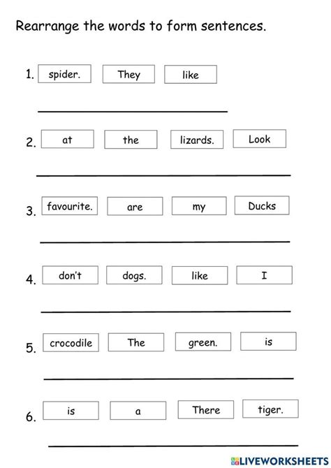 Rearrange The Words To Form Sentences Worksheet In Simple