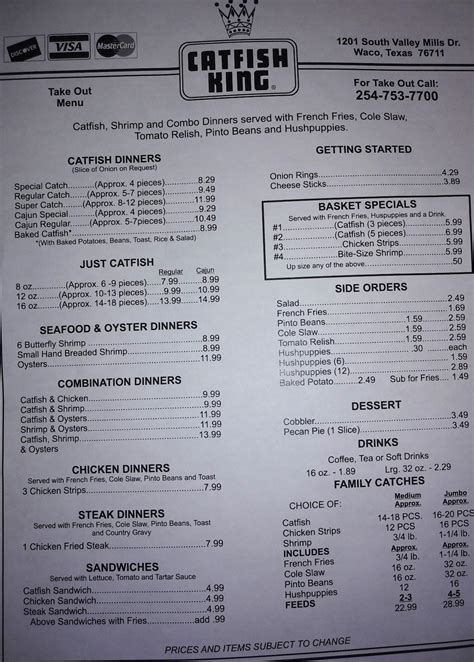 Menu At Catfish King Restaurant Waco