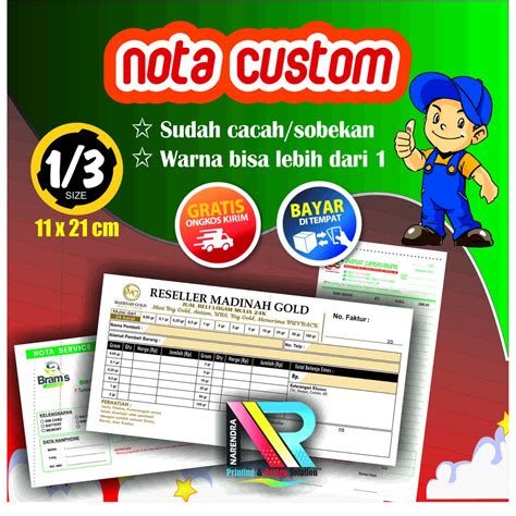 Jual Nota Bon Kwitansi Custom Warna Bebaa 1 3 Folio Rangkap 1 2 3 Ply