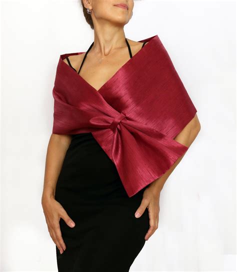 Wine Taffeta Evening Wrap, Dressy Shoulder Cover up Shawl, Mother of