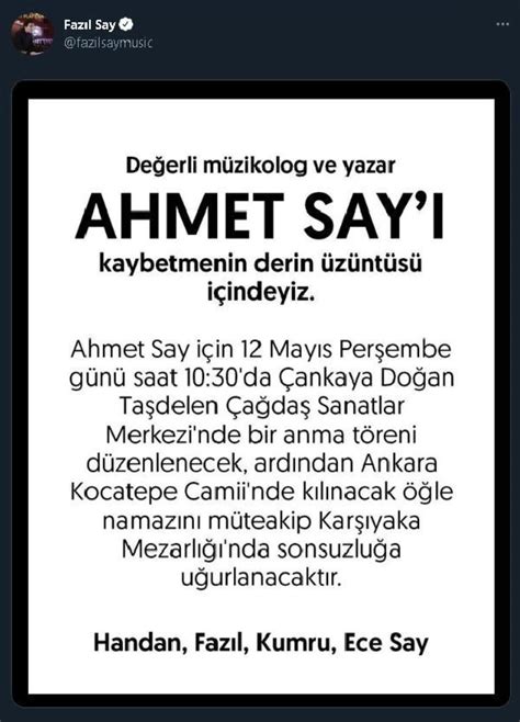 Sanat Ahmet Say Vefat Etti Haberler