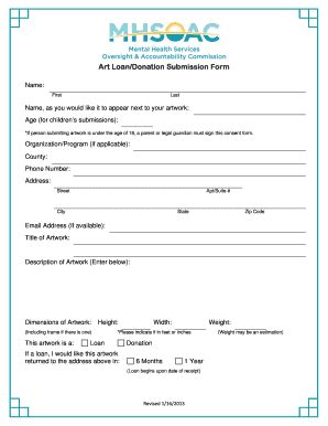 Fillable Online Mhsoac Ca Submission And Consent Form Mental Health