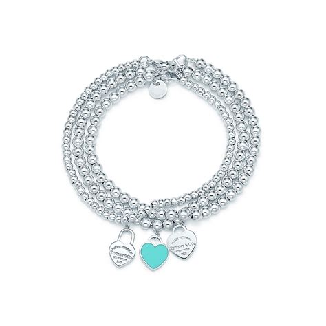 Return To Tiffany™ Mini Heart Tags On Sterling Silver Bead Bracelets