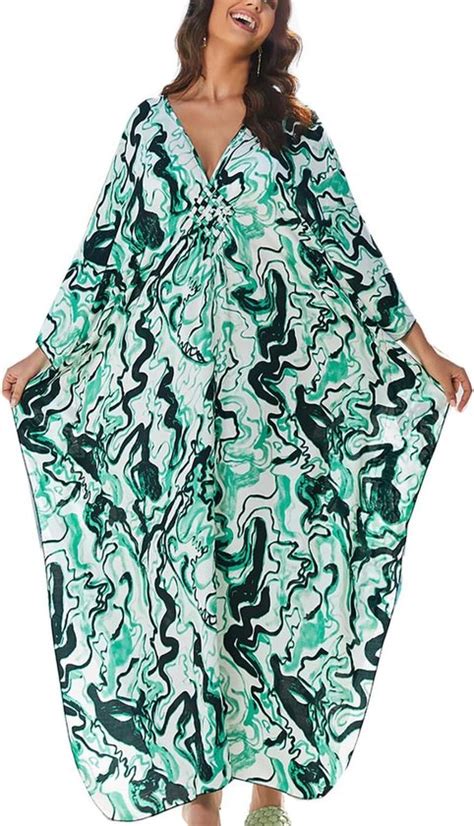 Plus Size Dames Kaftan Jurk Boho Strand Bikini Cover Ups Badjassen Casual Bol