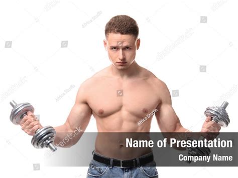 White Shirtless Bodybuilder PowerPoint Template White Shirtless