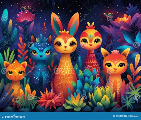 Animal Parade In A Fantastical Setting Stock Photo Image Of Tiger