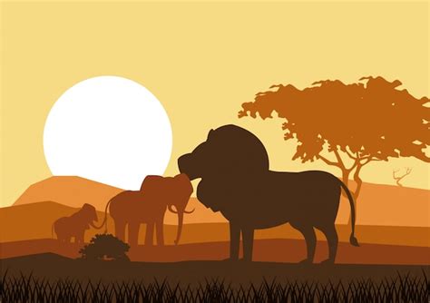 Premium Vector | African animals silhouettes