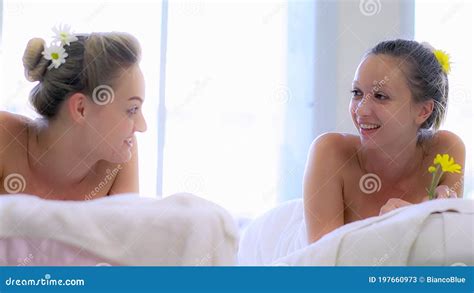 Two Women At Massage Room In Luxury Day Spa Stock Image Image Of Girl Back 197660973