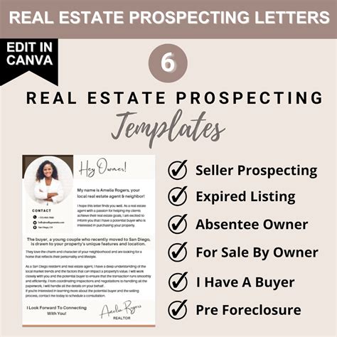 6 Real Estate Prospecting Letter Template Bundle Real Estate Marketing Editable Templates Canva