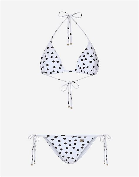 Polka Dot Triangle Bikini In Print For Women Dolce Gabbana