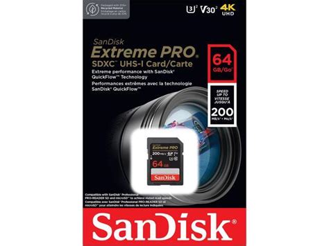 SanDisk 64GB Extreme Pro SDXC UHS-I/U3 V30 Class 10 Memory Card, Speed ...
