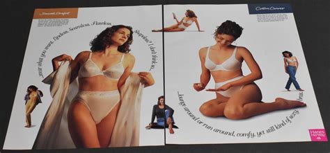 1998 Print Ad Sexy Hanes Her Way Bra Panties Brunette Lady Cotton Curves Art EBay