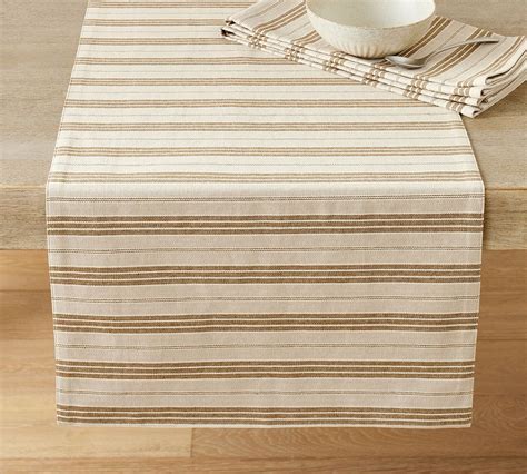 Colette Stripe Cotton Linen Table Runner Pottery Barn