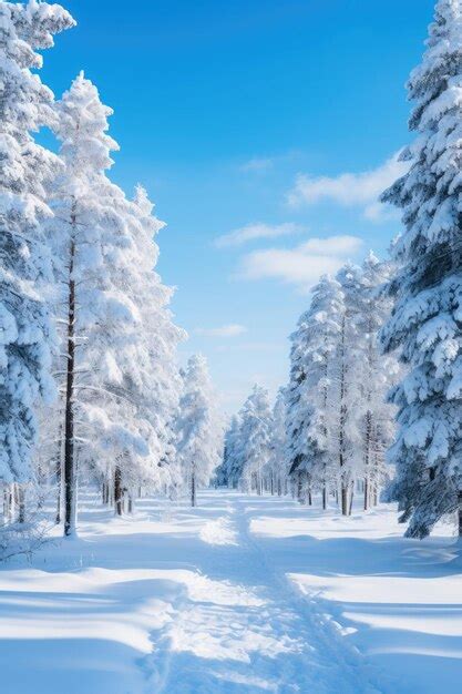 Pinos cubiertos de nieve en un paraíso invernal Foto Premium