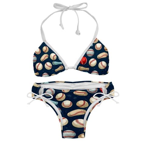 Baseball Swim Wear Detachable Sponge Adjustable Strap Bikini Set Two Pack For Multiple Scenes