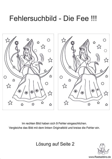Gratis Fehlersuchbild Rätsel mit der Zauberfee