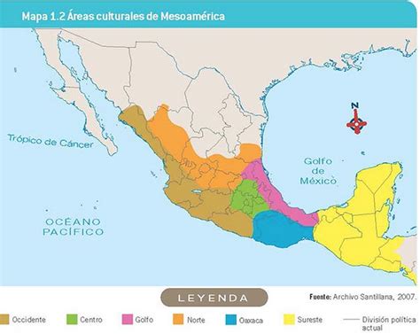Mapa De Mesoamerica Y Sus Areas Culturales Arbol
