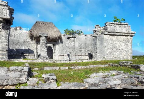 Ruins Of Tulum Pre Columbian Mayan City Situated On Cliffs Along The