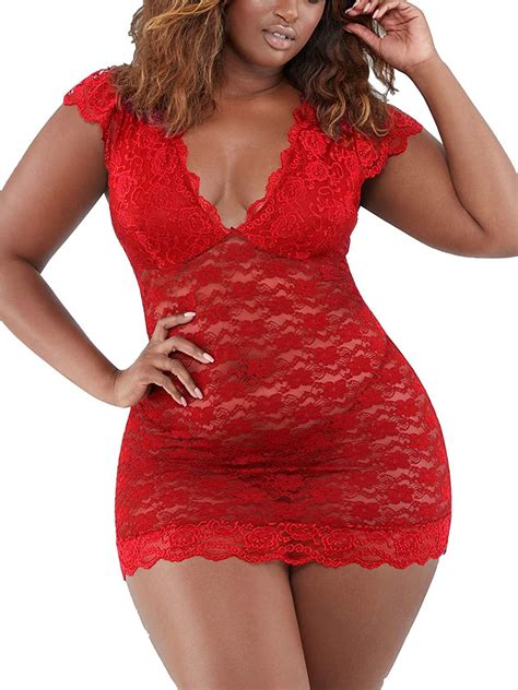 Buy Women S Plus Size Chemise Floral Lace Lingerie Sexy Bodysuit Mesh Babydoll Sleepwear Online
