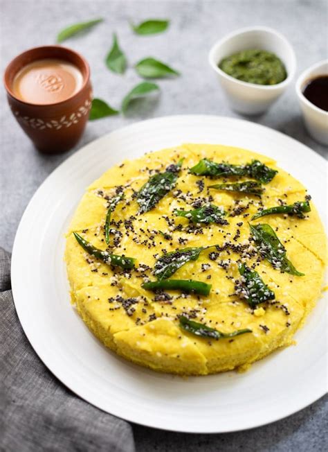 Instant Khaman Dhokla (Savory Chickpea Flour Cake) - Piping Pot Curry