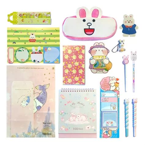 Set Papelería Conejo Kawaii Pack ideal Para Regalo Cuotas sin interés