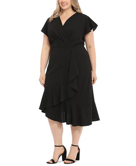 London Times Plus Size Ruffled Faux Wrap Dress Macy S