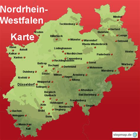 Nordrhein Westfalen Karte Von Karten Landkarte Für Nordrhein Westfalen