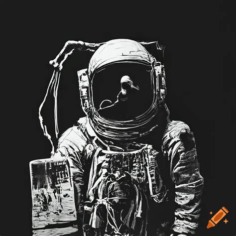 Skeleton Astronauts In Space Black Ink Drawings On Craiyon