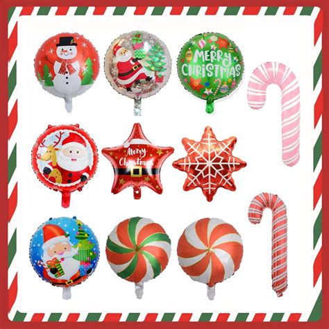 Christmas Candy Foil Balloon Candy Cain Lollipop Christmas Decor Merry