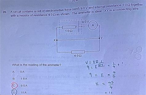 Solved 20 A Circuit Contains A Cell Of Electromotive Force