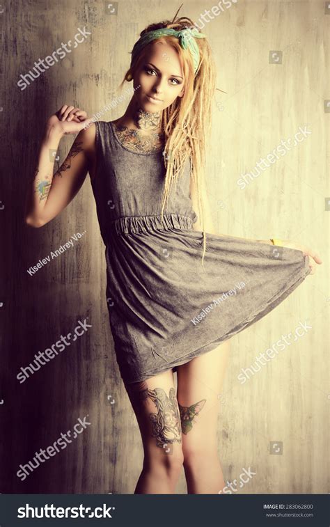 Sexual Blonde Girl Fascinating Dreadlocks Posing Stock Photo Shutterstock
