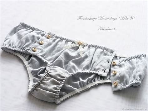 Трусы: Льняные трусики без боковых швов с застежкой спереди в интернет ...