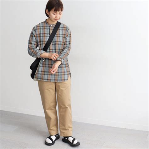 maillot mature マイヨマチュア twill check pull over stand shirt ツイルチェックプルオーバー