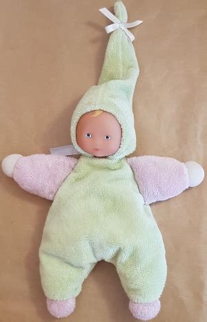 Doudou Poupon Rose Et Vert Corolle Vintage