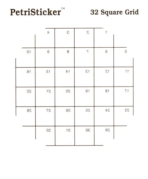 Petristickers Square Grid Inch Diameter Per Package