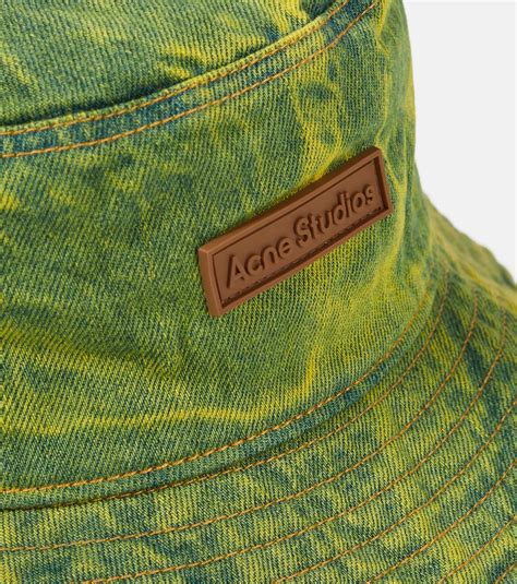 Logo Dyed Denim Bucket Hat In Blue Acne Studios Mytheresa