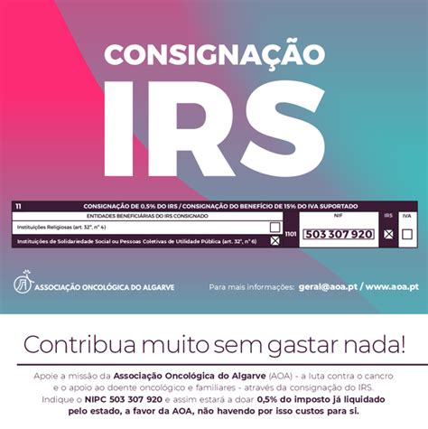 Consignação Do Irs Solidária Aoa Associação Oncológica Do Algarve