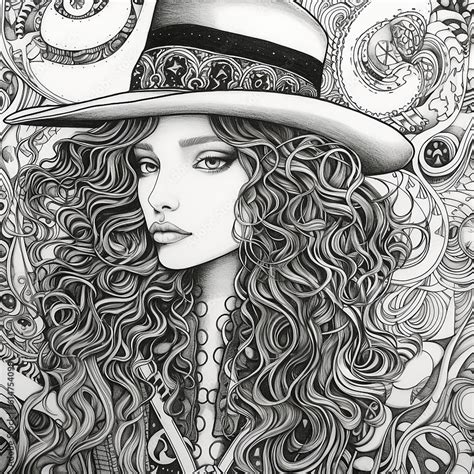 Zentangle Cowgirl Generative Ai A Digital Illustration Of A Modern Cowgirl In The Zentangle