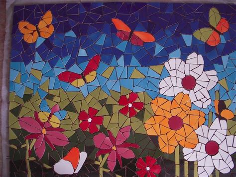 Mosaiquismo Lovely Mosaic Garden With Flowers And Butterflies