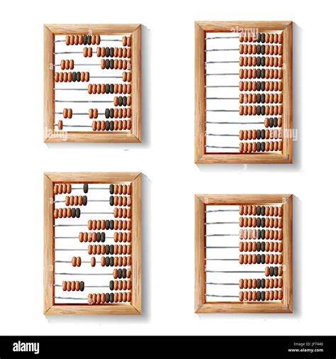 Abacus Set Vector Realistic Illustration Of Classic Wooden Old Abacus