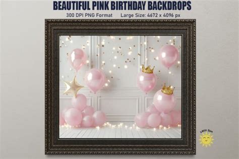 Beautiful Pink Birthday Backdrop Graphic by Lazy Sun · Creative Fabrica