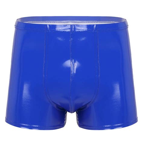 Yonghs Men S Leather Boxer Briefs Low Rise Pouch Trunks Underwear Panties Bikini Board Shorts