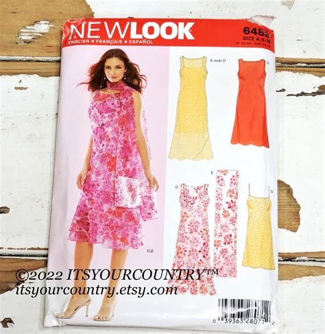 New Look 6482 Womens Pattern Sleeveless Flounce Dress W Scarf Thin