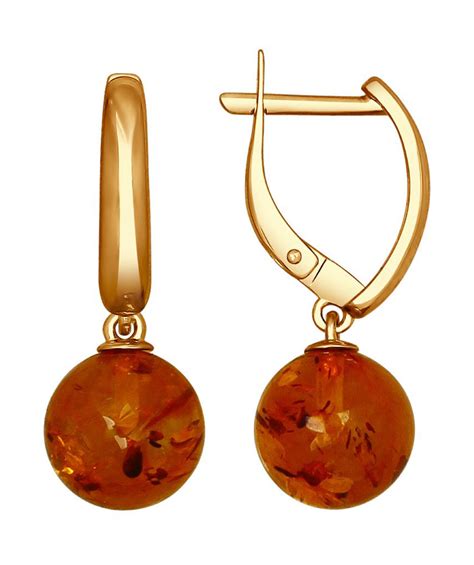 Серебряные серьги шарики SOKOLOV 93020767 с янтарем — купить в AllTime ...