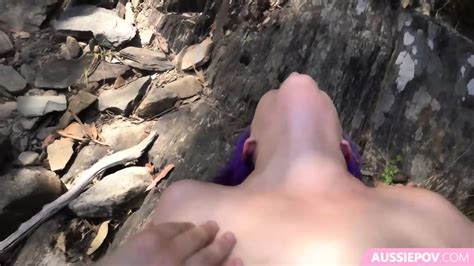 Babe With Violet Hair Rammed Outdoor