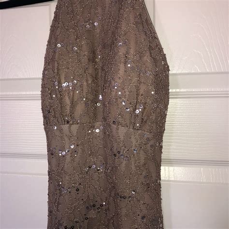 Windsor Nude Sequin Open Back Prom Gown Small Gem