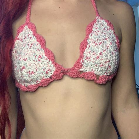 Handmade Crochet Bikini Top 100 Cotton Yarn Depop
